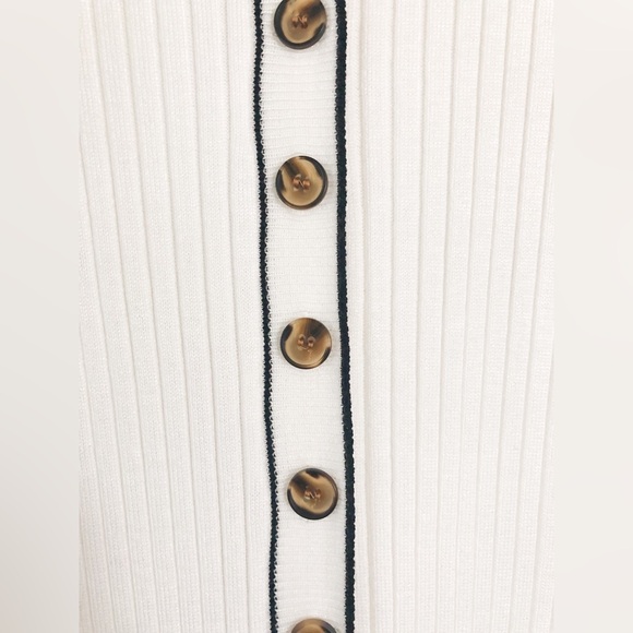 White Ribbed Maxi Dress with Buttons - Picture 13 of 16